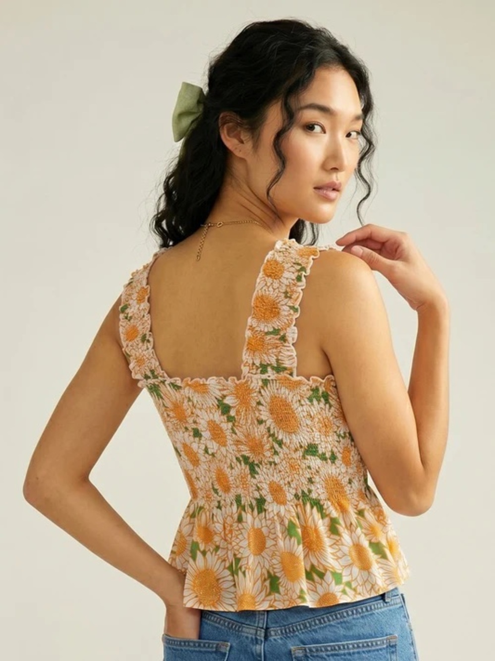 EUC Anthropologie Conditions Apply Katilia smocked floral tank top - Picture 4 of 9